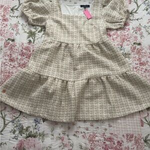 Simply Southern Cream Tweed Tiered Dress